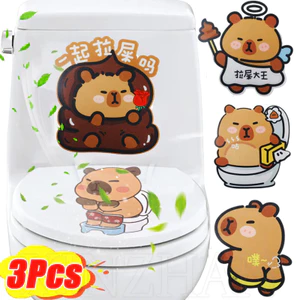 Miếng Dán Khử Mùi Nắp Bồn Cầu Capybara - Dễ Thương, Hoạt Hình, Đa Phong Cách - Bánh Ngọt Trang Trí Nhà Cửa Treo Tường - Dính Nỉ, Chống Thấm Nước, Không Mùi - Miếng Dán Hương Liệu Phòng Tắm
