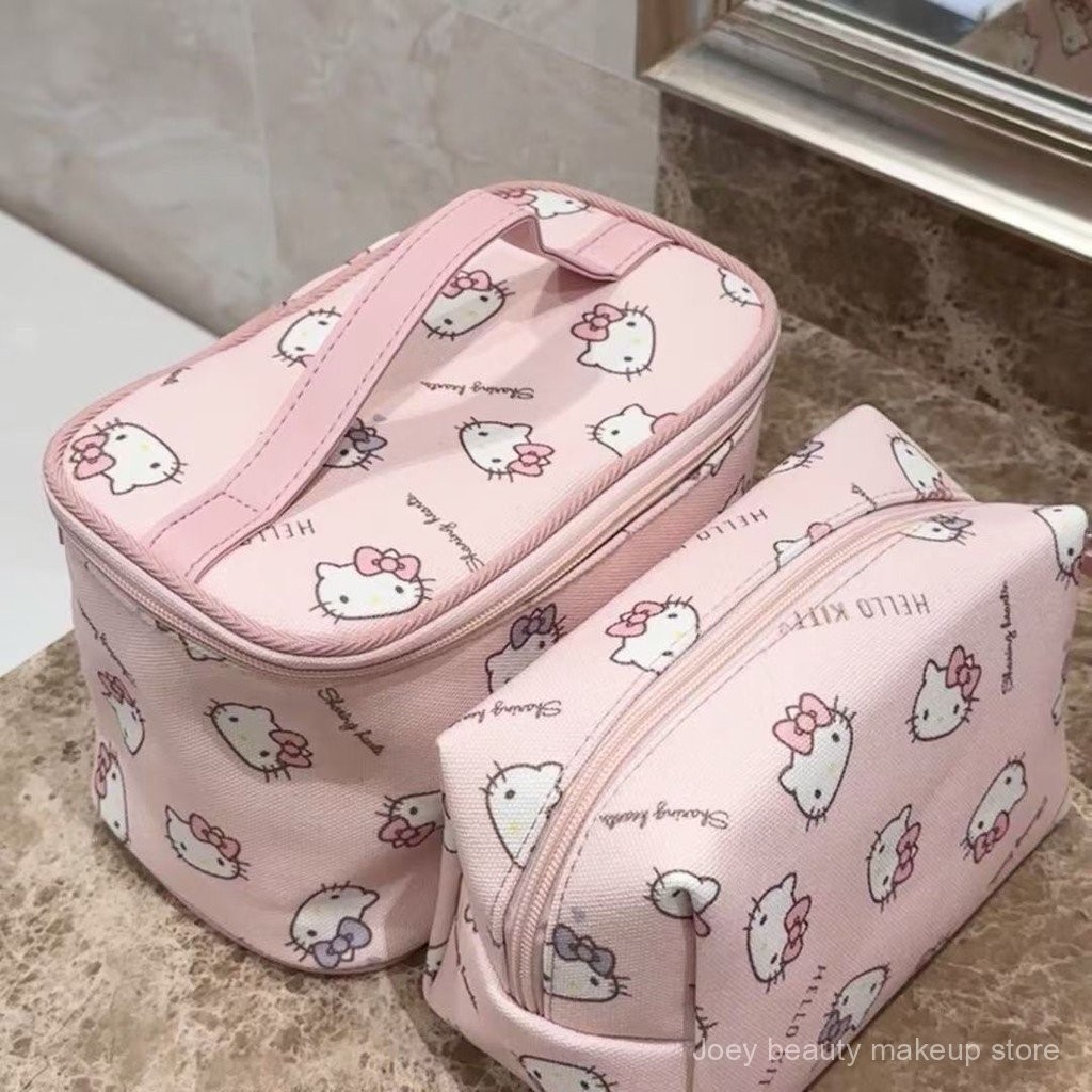 Hello Kitty Cute Printing Large Capacity Portable Cosmetic Bag Portable Wash Handbag Storage Bag HQSA