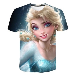 Mùa Hè Mới Frozen 2 Áo Anna Elsa Meisje 3D In Kỹ Thuật Số Áo Kleding Nữ Hoàng Tuyết Nữ Hoàng Anna Elsa Hoạt Hình In Áo Sơ Mi