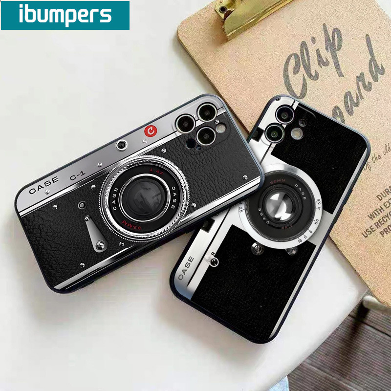 ibumpers Ốp Lưng IPhone Họa Tiết Máy Ảnh Ngộ nghĩnh Mát Cho IPhone 16 15 14 12 13 11 Pro Max IP 7 8 Plus X XS XR Ốp Điện Thoại Silicon Mềm Chống Sốc