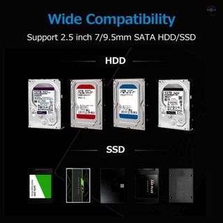 Hilivn) Hộp đựng đĩa cứng 2,5 inch Type-C Vỏ ổ cứng trong suốt Hộp số tốc độ cao Lắp đặt dễ dàng cho ổ cứng SATA 2,5 inch / SSD
