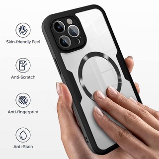 Ốp điện thoại trong suốt toàn thân từ tính 360 cho IPhone 16 15 11 12 13 14 Pro Max Ốp điện thoại silicon chống sốc