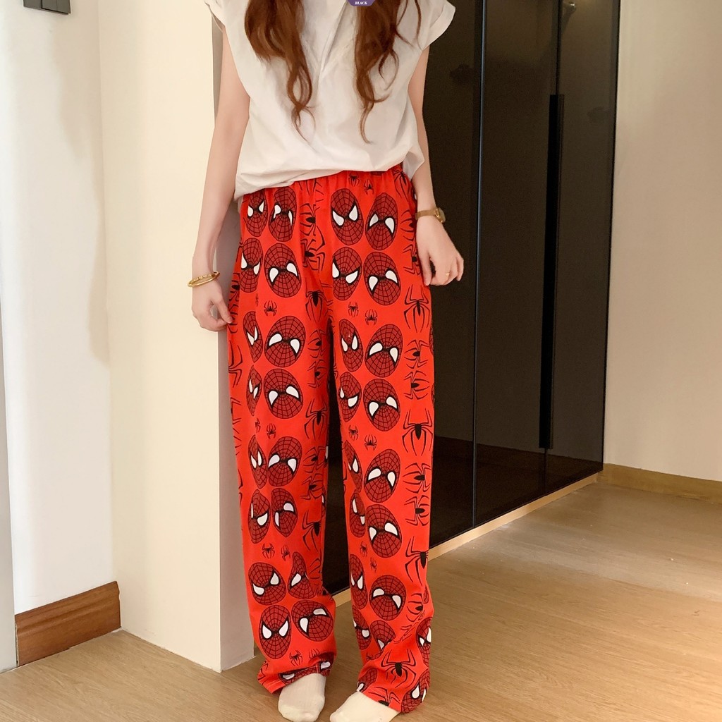 Phiên bản Hàn Quốc của phim hoạt hình Người nhện Pyjama Quần nữ xuân hè dáng rộng tại nhà Quần ngủ giải trí [BL]