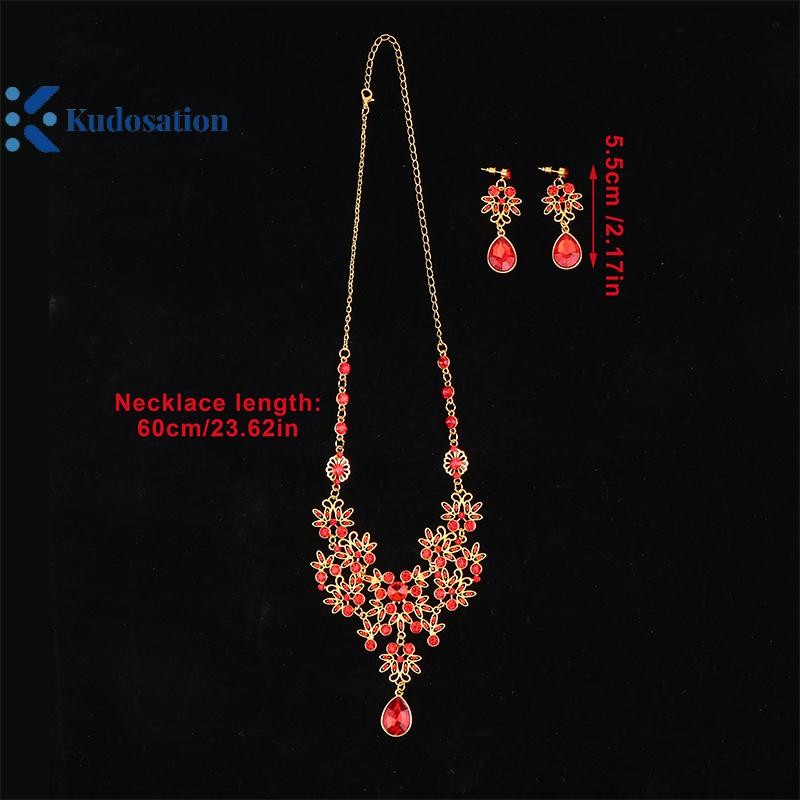 Kudosation Tiệc Cưới Vòng Cổ Bông Tai Bộ Hoa Giọt Nước Vòng Cổ Cô Dâu Cưới Trang Sức Phụ Kiện