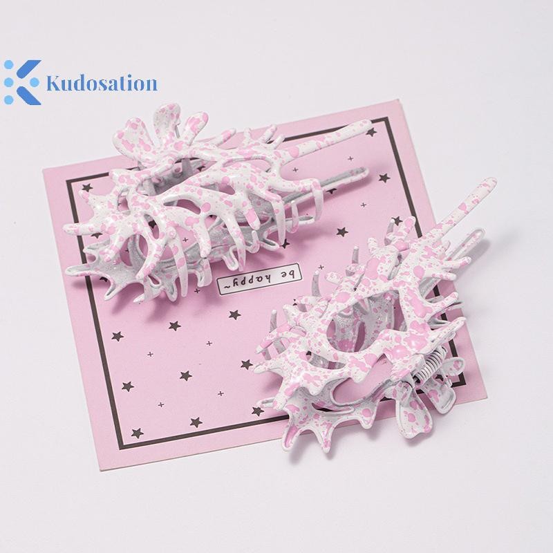 Kudosation 1 Mới INS Kẹp Tóc Phụ Kiện Tóc Màu Xanh Hồng Kim Loại Lỏng Ốc Vuốt Tóc Cho Nữ Thời Trang Bé Gái Nhân Quả Mũ nón