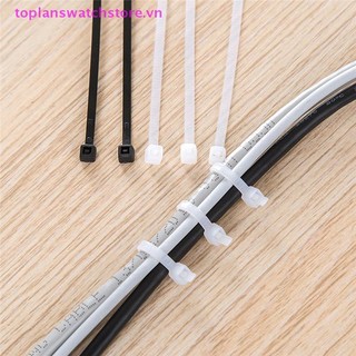 Toplanswatchstore 100 Chiếc Đai Đen Trắng Zip Dây Cáp Tự Khóa Nylon VN