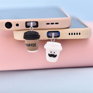 Quyến rũ cà phê ria mép dễ thương, phích cắm bụi nhựa ABS, mặt dây trang trí DIY cho lỗ điện thoại thông minh