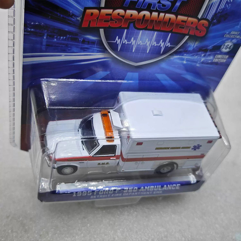 [BTF]GreenLight Xe cứu thương Ford F350 1:64 1995, mô hình xe hơi giả hợp kim, bộ sưu tập mô hình xe thật PTHC