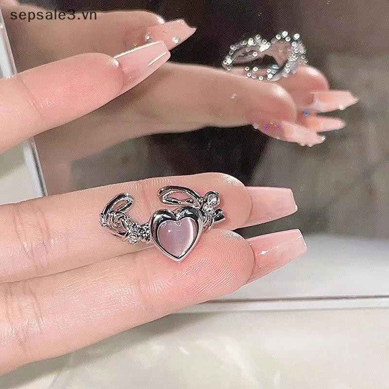 # sepsale # Nhẫn Trái Tim Thời Trang Mắt Đào Trái Tim Nữ Có Thể Điều Chỉnh Nhẫn Thời Trang Tinh Tế Tiệc Cưới Món Quà Trang Sức.