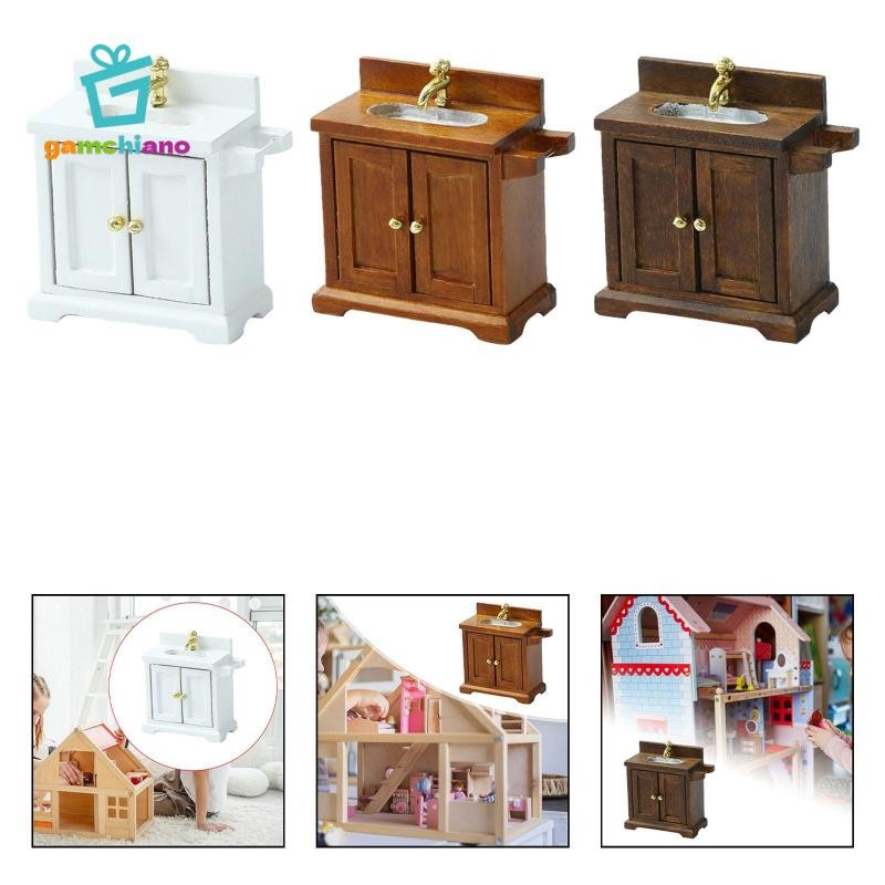 Đồ nội thất nhà búp bê gamchiano Mô hình nội thất thu nhỏ, Đồ chơi giả vờ cảnh cổ điển cho đồ dùng tỷ lệ 1 / 16,