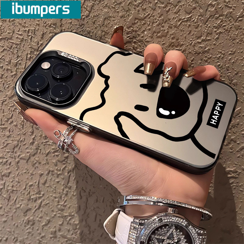 ibumpers Ốp Lưng IPhone Đơn Giản Dễ Thương Họa Tiết Con Chó Con Ốp Điện Thoại IMD Cứng Trơn Chống Bẩn Chống Sốc Cho IPhone 16 15 14 12 13 11 Pro Max