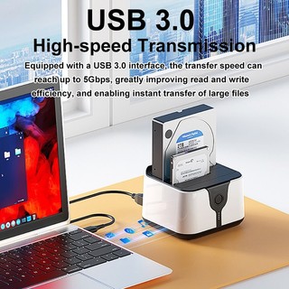🔥Dual Bay HDD Docking Station One Click Offline Clone SATA sang USB 3.0 HDD Docking Station cho ổ cứng SSD 2,5 / 3,5 inch