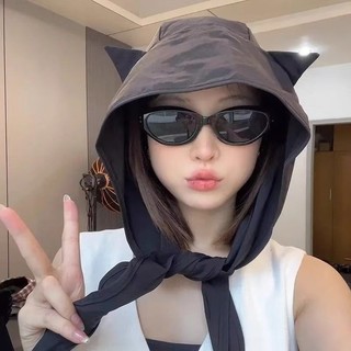 Mũ tai mèo nhanh khô, chống nắng, bảo vệ tai - Phong cách mỏng nhẹ dành cho mặt nhỏ