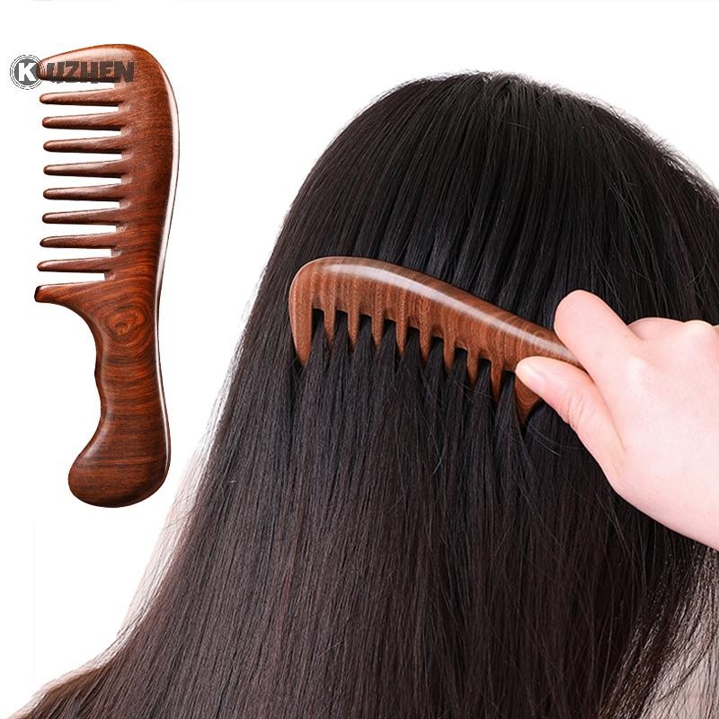 Kuzhen Gỗ Đàn Hương Lược Chải Tóc Máy Mát Xa Răng Rộng Detangle Lược Gỗ Quà Tặng Hộ Gia Đình HOT