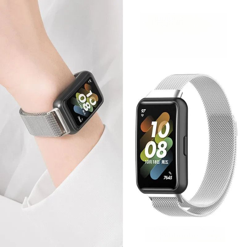 Tương thích với dây đeo Huawei Band 10, dây đeo kim loại Milanese từ ...