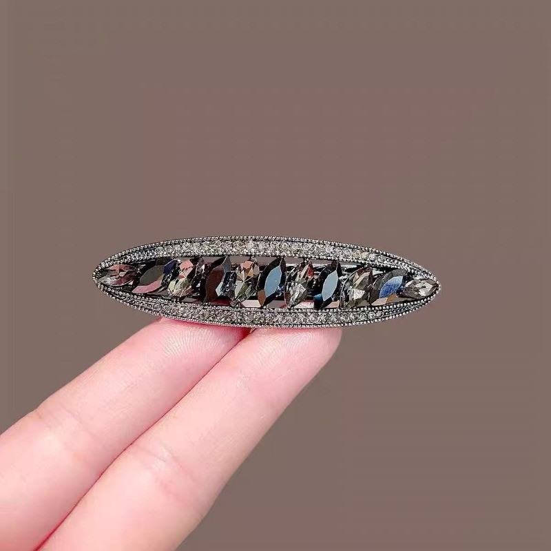 Mauropoli Kẹp Tóc Pha Lê Sang Trọng Ánh Sáng Cao Cấp, Kẹp Bên Nổ/Top/Đầu Sau/Nửa Tie, Lò Xo Ngang