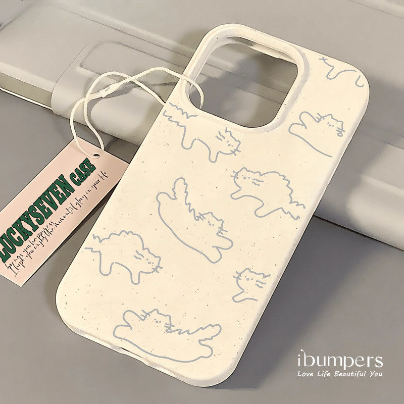 ibumpers Ốp Điện Thoại iPhone Đơn Giản Phong Cách Vẽ Tay Họa Tiết Động Vật Cho IPhone 16 15 14 12 13 11 Pro Max IP 7 8 Plus X XS XR Ốp Lưng Ống Hút Lúa Mì Phân Hủy Thân Thiện Với Môi Trường