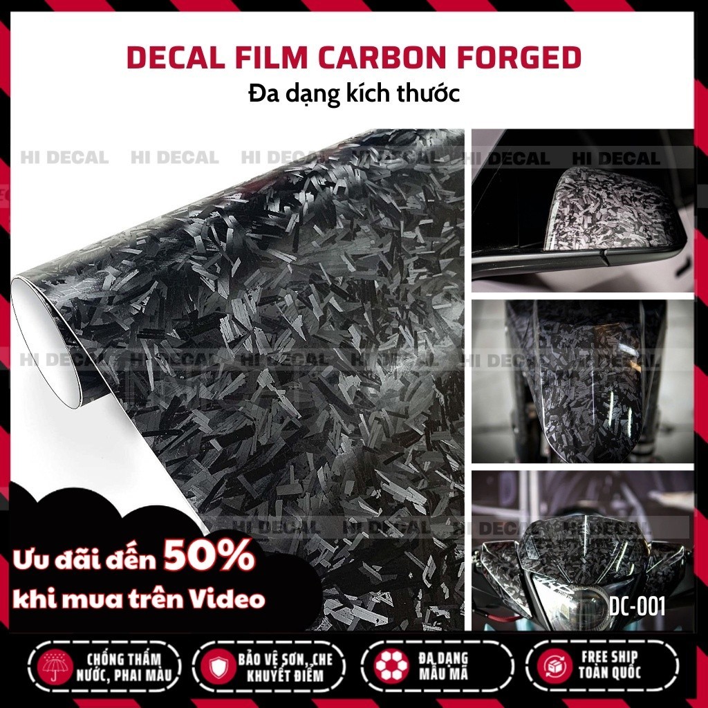 Decal Carbon Forged dán trang trí điểm nhấn xe máy, ô tô, điện thoại | DC001