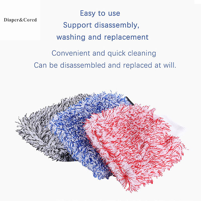 Diaper & CORED 1 Rửa Xe Microfiber Găng Tay Bánh Xe Rửa Mitt Chống Trơn Trượt Mềm Dễ Dàng Vệ Sinh Bánh Xe Ô Tô Mitt Phụ Kiện Xe Hơi YTH
