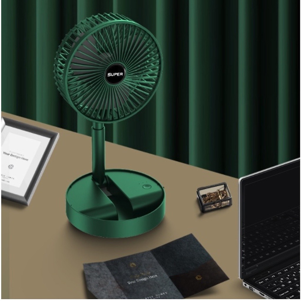 Quạt Để Bàn Gấp Gọn Có Thể Điều Chỉnh Độ Cao , 3 Tốc Độ Gió, Cổng Sạc USB Xoay 180 Độ