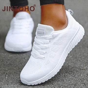 Giày thể thao nữ JINTOHO Giày thể thao nữ nhẹ Giày thể thao thở trắng thông thường dành cho nữ Tennis nữ
