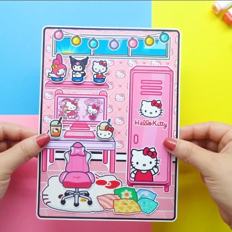 Học liệu búp bê bằng giấy ngôi nhà búp bê thủ công tocaboca hello kity đồ chơi trẻ em tự làm H19