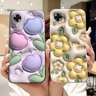 Ốp Lưng Cho OPPO A17K TPU Mềm Họa Tiết Hoa Thời Trang Silicon Bảo Vệ Camera Vỏ Điện Thoại Cho OPPOA17K CPH2471 Vỏ