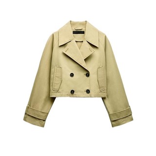 Zara Spring Sản phẩm mới Pháp Tính khí đi lại Áo khoác gió ngắn có ve áo dài tay phù hợp 3046048