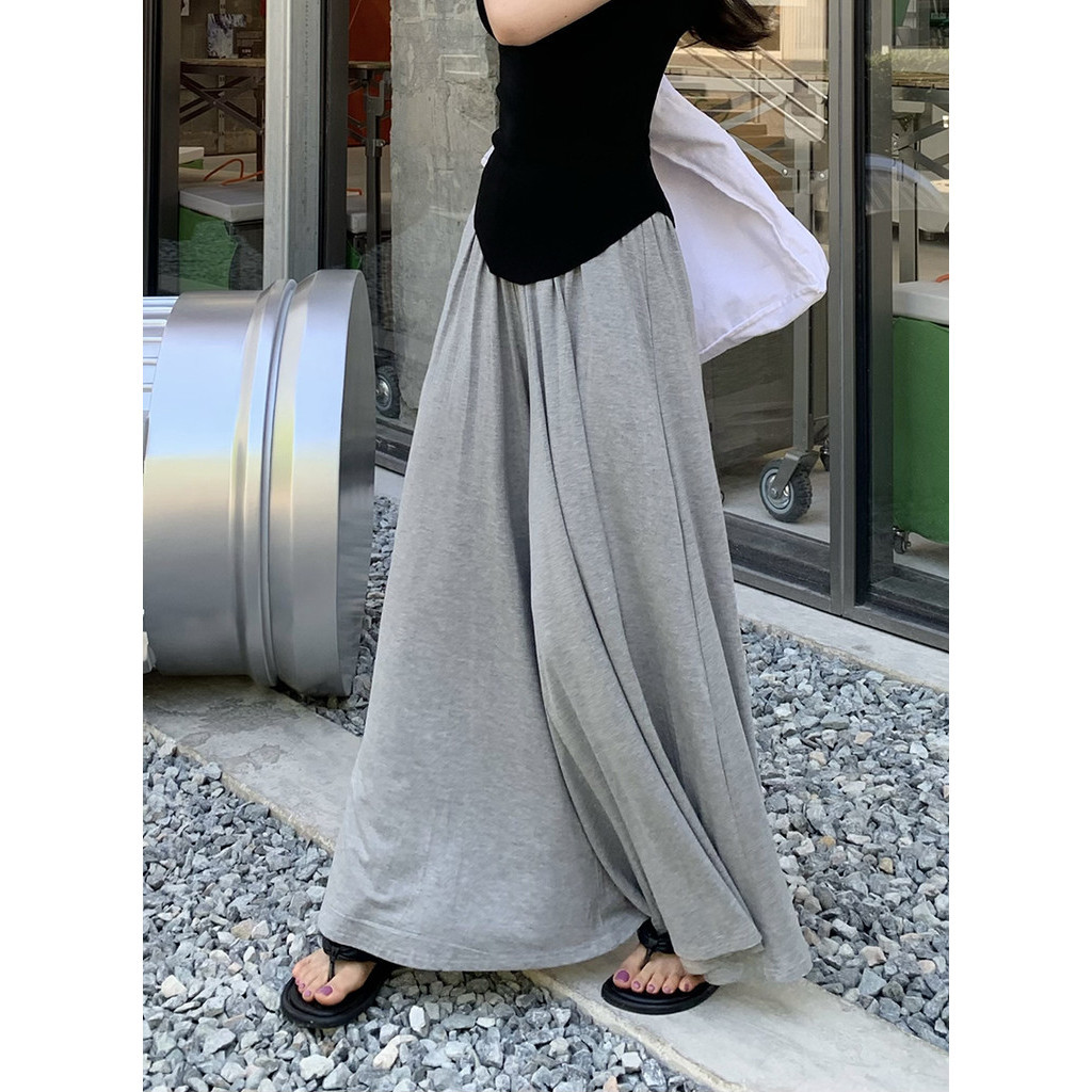 Quần bà bầu mùa hè mỏng thoải mái Modal eo cao Drape Quần ống rộng