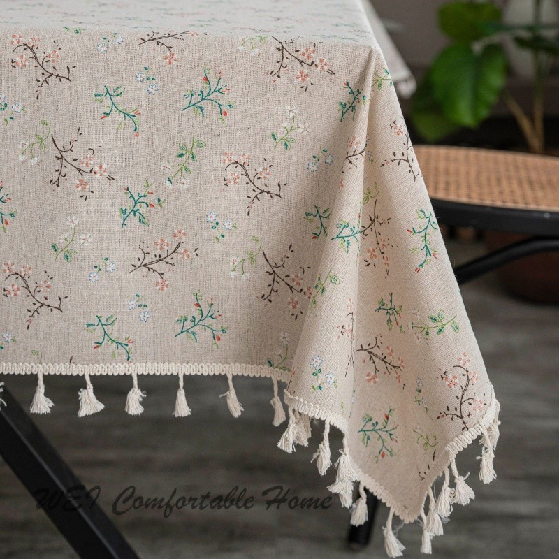 Đơn giản Nhỏ Tươi Cotton Vải Lanh In Khăn Trải Bàn Gia Đình Bàn Cà Phê Chống Bụi Khăn