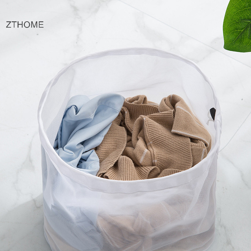 Zthome Lưới Dây Rút Lớn Giỏ Giặt Túi Giặt Nhà Tổ Chức Lưới Giặt Túi Dung Tích Lớn Bẩn Túi Giặt Nóng