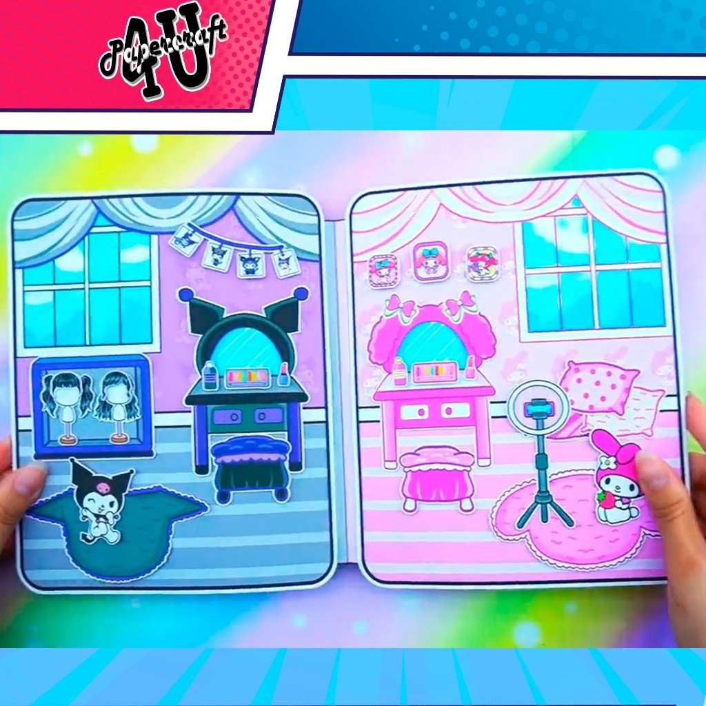 ĐỒ CHƠI NGÔI NHÀ BÚP BÊ GIẤY CẮT THỦ CÔNG DIY - TOCA LIFE WORLD -  MẪU DB02 - KUROMI VÀ MELODY