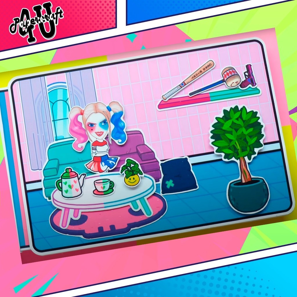 ĐỒ CHƠI NGÔI NHÀ BÚP BÊ GIẤY CẮT THỦ CÔNG DIY - TOCA LIFE WORLD -  MẪU TA26 - HARLEY QUINN