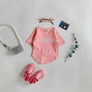 A43- Áo cộc tay đính nơ bé gái chất zip cotton cực kỳ mát cho bé gái size từ 8-35Kg