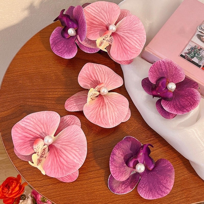 Coo Hàn Quốc Phalaenopsis Hoa Kẹp Tóc Lớn Hoa Ngọt Ngào Tóc Barrettes Cho Nữ Bé Gái Tiệc Cưới Headw