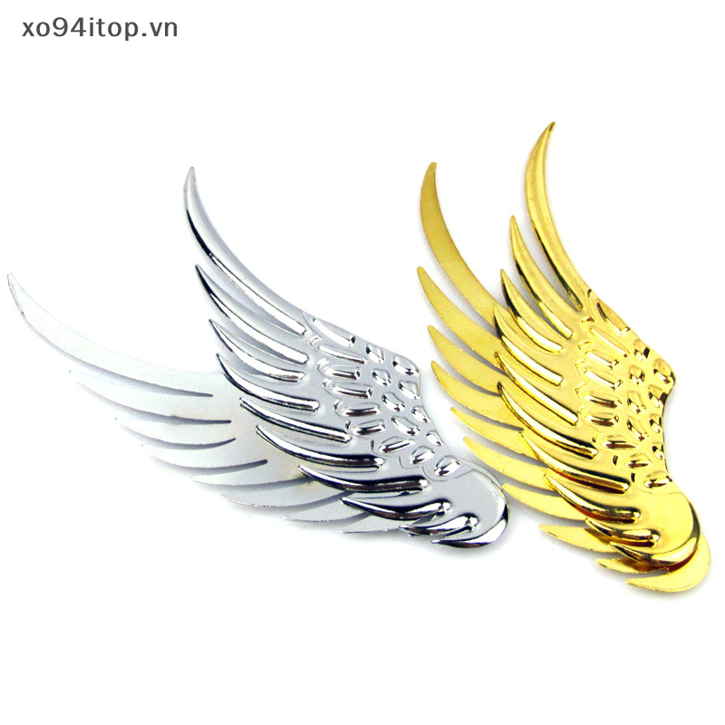 Xoitop 1 Cặp Xe Ô Tô Tự Động Xe Máy Thân Miếng Dán 3D Đại Bàng Cánh Thiên Thần Huy Hiệu Phong Cách ABS Đề Can Bạc / Vàng Phụ Kiện Ngoại Thất VN