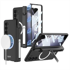 Dành Cho Samsung Galaxy Z Fold 5 Ốp Lưng Sạc Không Dây Từ Tính Mờ Bản Lề Bút Chân Đế Có Vỏ Phim Cường Lực