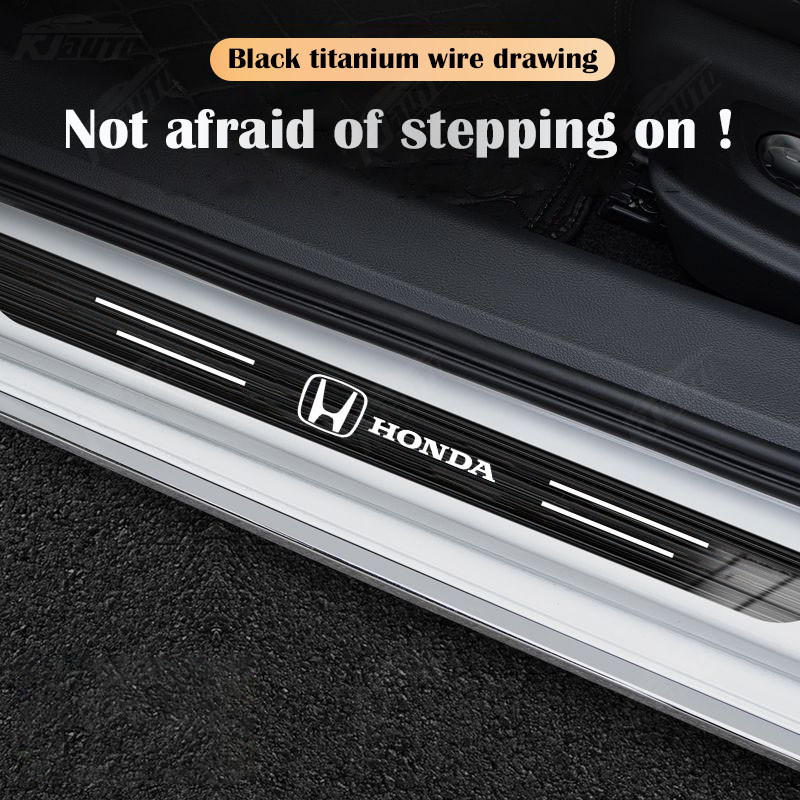 ✨ Honda Cao Cấp Tùy Chỉnh Kim Loại Sill Bảo Vệ Chống Trầy Xước Chống Bụi Bẩn Thép Không Gỉ Bảo Vệ Cửa Xe Ô Tô Miếng Dán Trang Trí Xe Phụ Kiện Cho Thành Phố Hrv Civic Wrv Brio BRV Fit