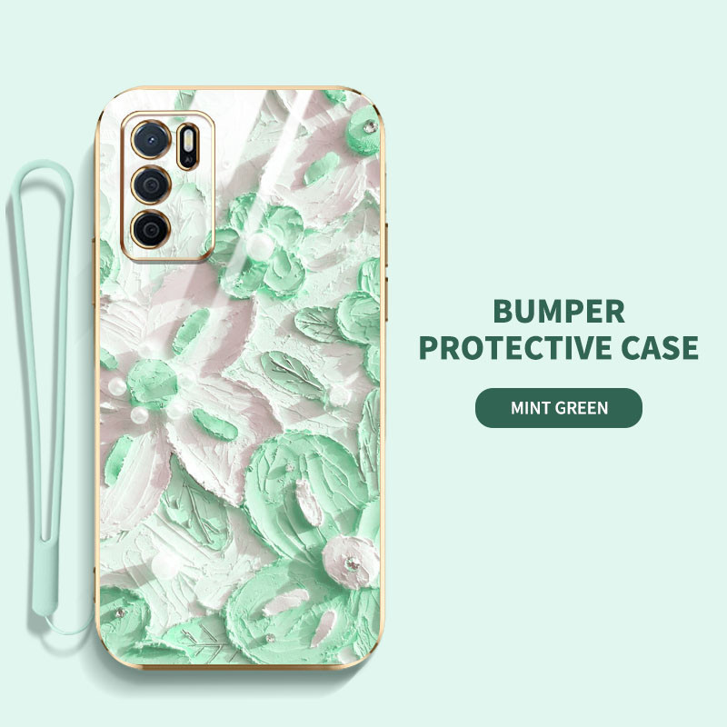 Ốp Điện Thoại YBD Cho OPPO Reno 12 Pro Reno 12F Realme C65 4G A3 Pro (Ấn Độ) Sơn Dầu Phong Cách Hoa Vỏ Mềm Mạ Điện Phẳng