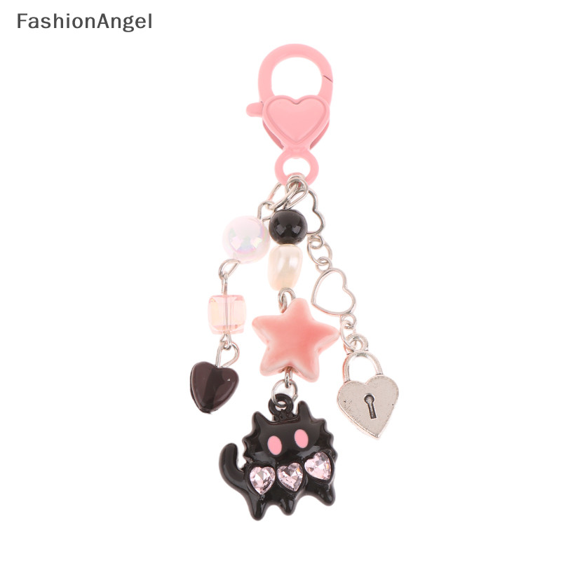 Fashionangel Gothic Ruy Băng Con Chó Con Dây Xích Điện Thoại Chữ Thập Tình Yêu Móc Khóa Mặt Dây Chuyền Tai Nghe Ngọt Ngào Chống Mất Dây Túi Trang Trí TH