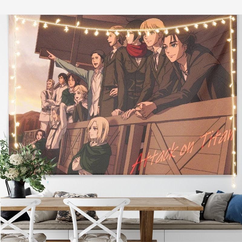 Tấm thảm trang trí Anime Attack On Titan Eren Yeager Trang trí nội thất Phòng ngủ Treo tường Tấm thảm có đèn LED Tùy chọn cho người hâm mộ ACG