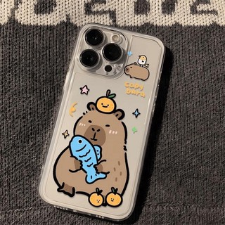 Ốp Lưng Cặp Đôi Capybara Ngộ nghĩnh Cho Samsung Galaxy S24 S23 S22 S21 Plus Ultra S23FE Hoạt Hình Dễ Thương Trong Suốt TPU Mắt Thiên Thần Vỏ Điện Thoại Mềm