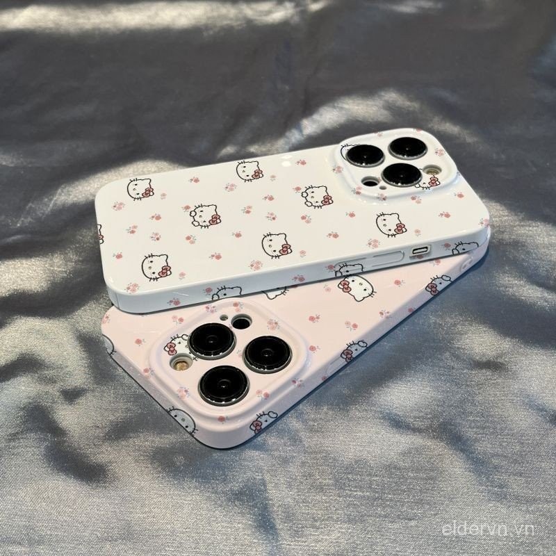 Toàn Màn Hình KT Hello Kitty QYJS Thích Hợp Cho Ốp Điện Thoại IPhone 15 14 13 ProMax 12 PRO 11 15 14 PLUS X XS XR XSMAX 7 8 PLUS SE Phim Cứng RDZJ
