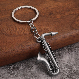 Nhạc cụ mini đồ chơi thu nhỏ saxophone kim loại mini vòng chìa khóa mặt dây chuyền âm nhạc