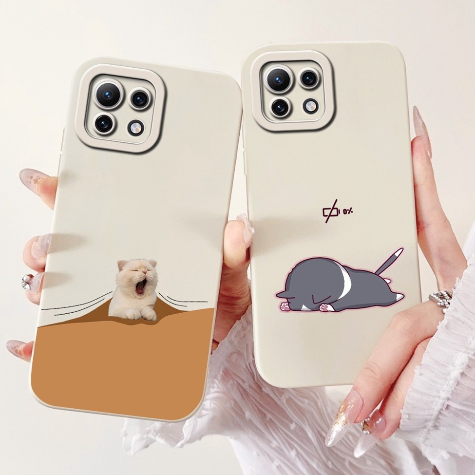Ốp lưng Xiaomi Mi 11 Lite 5G 11Lite NE Chống sốc Dễ thương Cat Boy Luxury Flower Black Cover Xiaomi 11 Lite 5G NE Ốp điện thoại