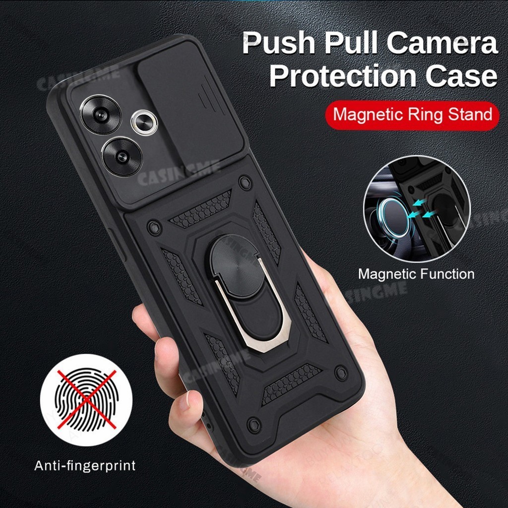 Redmi 13 2024 Vỏ giáp chống sốc cho Redmi 13 4G Redmi13 13Redmi 4G 5G 2024 Giá đỡ vòng từ tính trên ô tô Đẩy kéo bảo vệ Camera Vỏ điện thoại Vỏ Camera Ốp lưng