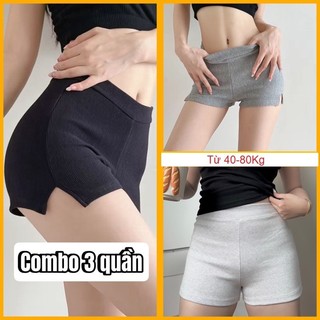 [ Đen - Ghi Tối - Ghi Sáng] Sét 3 quần đùi tăm xẻ gấu BIGSIZE