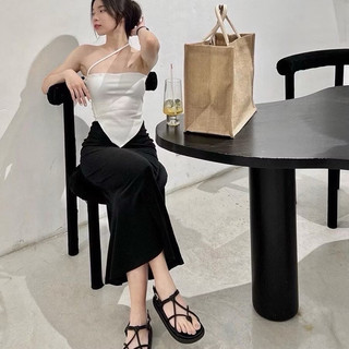Chân váy đuôi cá dáng dài xoè midi cạp chun nữ trẻ trung tôn dáng