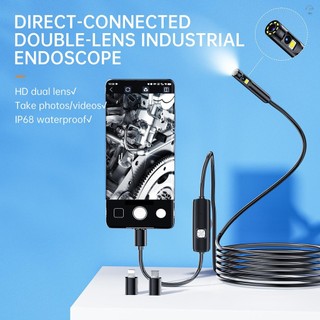 Hilivn) Camera nội soi ống kính kép có đèn cho iOS Android 1920P IP68 Camera kiểm tra chống nước 16,5FT Camera rắn bán kỹ thuật số 8 + 1 Đèn LED có thể điều chỉnh