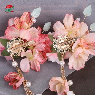 Ngọc Trai Vải Hoa Retro Kẹp Tóc Phong Cách Retro Hợp Kim Chignon Nĩa Tóc Có Tua Rua